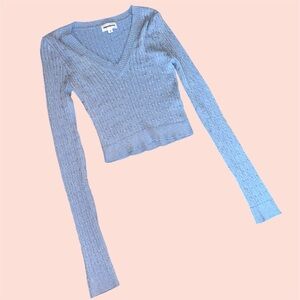 REVOLVE SUPERDOWN SPARKLY CROPPED BABY BLUE SWEATER SIZE MEDIUM